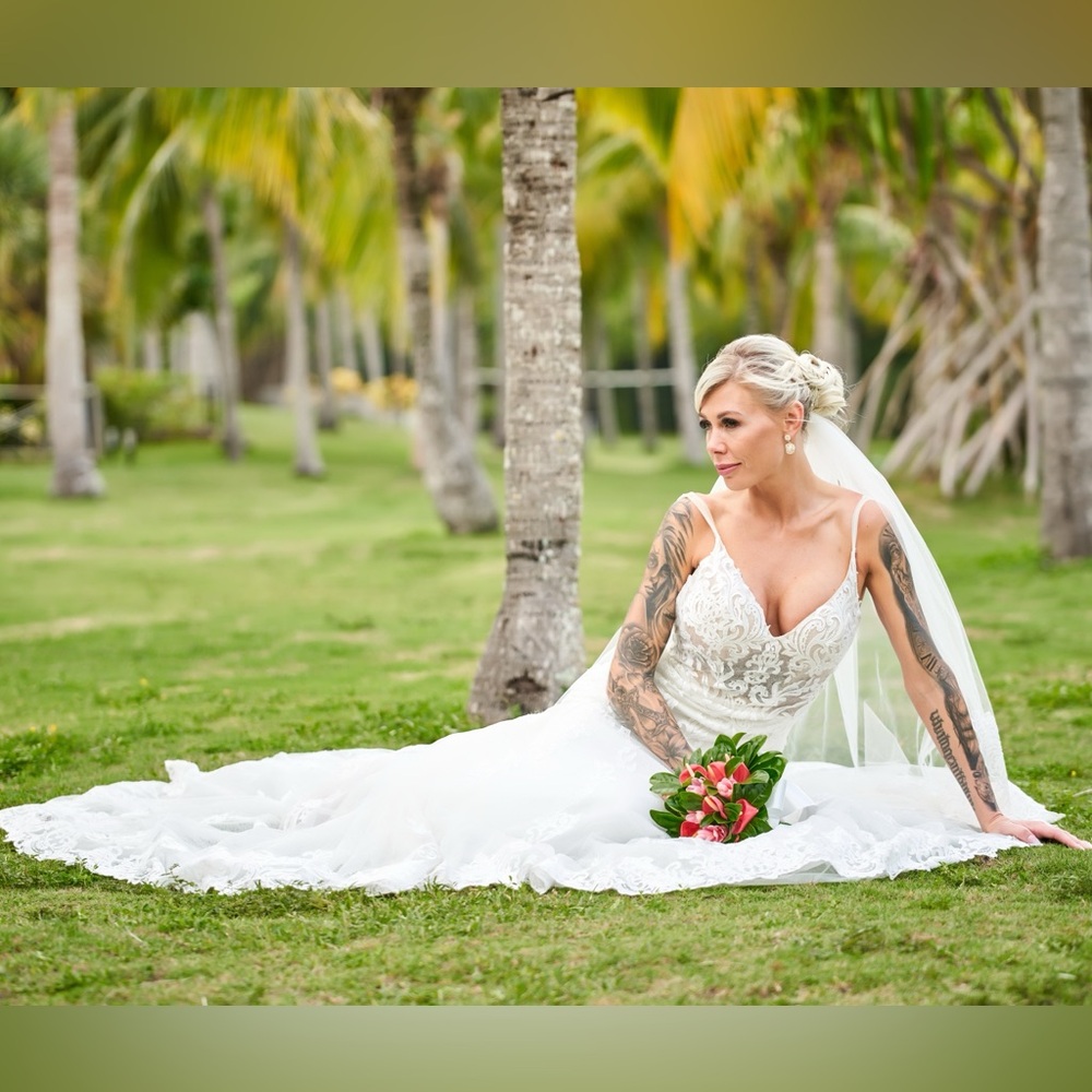Allure mermaid , drop back wedding gown